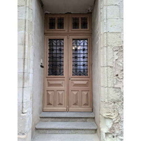 PORTE D'ENTREE AVEC IMPOSTE en CHENE MASSIF / 2 VANTAUX