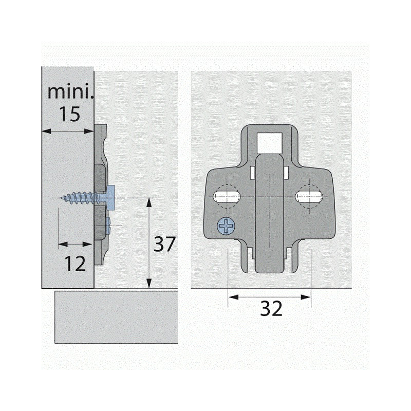 EMBASE avec EXCENTRIQUE pour CHARNIERE INVISIBLE – Image 2