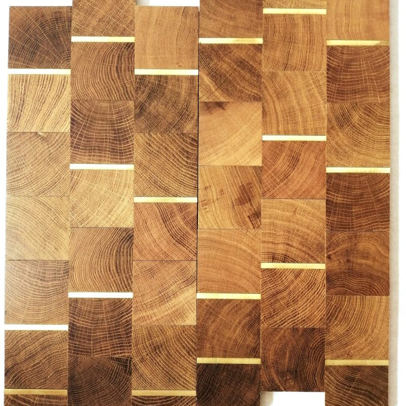 PARQUET BOIS de BOUT en CHÊNE PONCE HUILE avec les BARRES en LAITON Vendu au m²