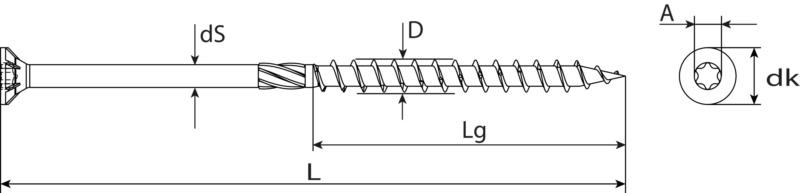 VIS CHARPENTE TX40, tête fraisée, filetage partiel, acier zingué – Image 3